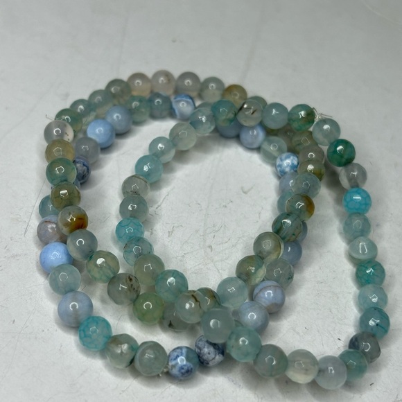 Aqua Agate Bead Bracelets (Set of 3) - Picture 2 of 3